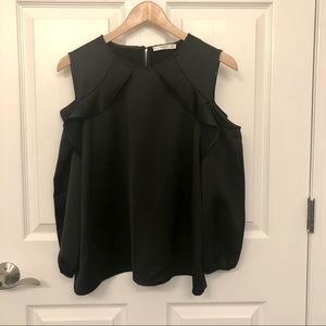 Mango Open Shoulder 3/4 sleeve Satin Top